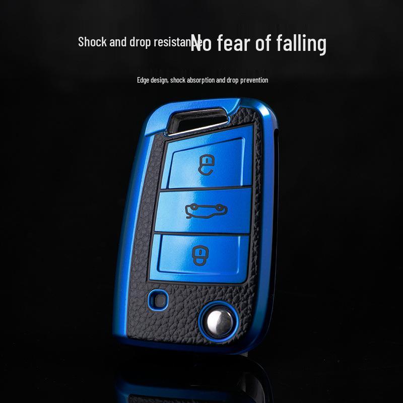 Volkswagen Key Case: Tayron X, T-Roc, Bora, Sagitar, Golf 7, New Magotan B8CC - Leather Pattern Key Bag