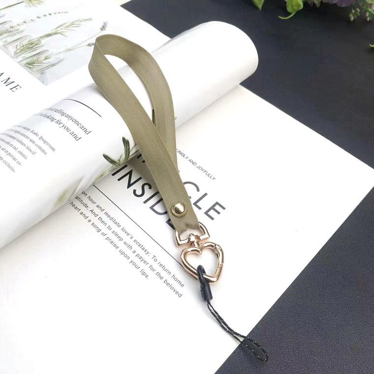 New Love Buckle Mobile Phone Lanyard Short Mobile Phone Chain Solid Color Silky Webbing Wrist Rope Non-slip Anti-fall Lanyard