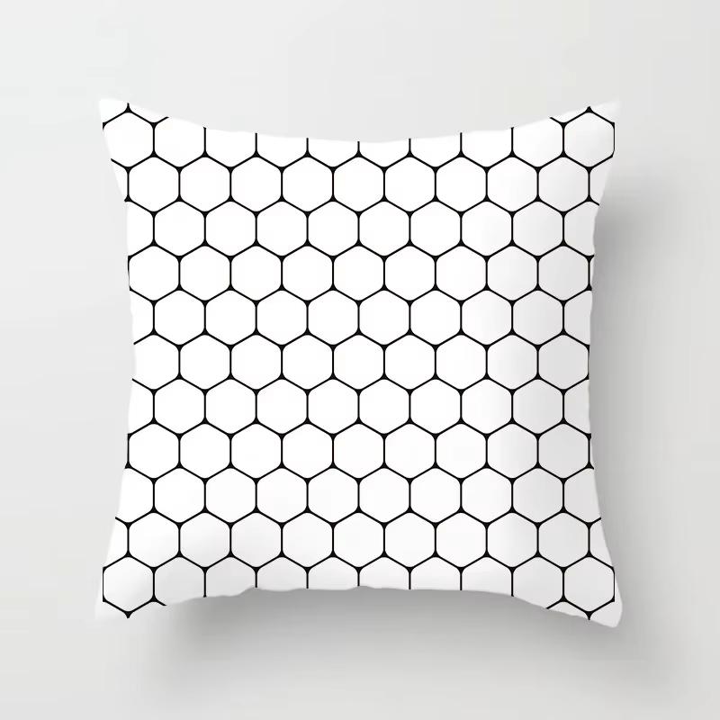 Double Sided Black White Geometric Pillowcase Polyester Striped Cushion Cover for Sofa Living Room and Modern Home Decor