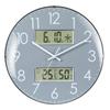 Nbdeal Wall Day of the Diameter Second Hand Stop Spherical Gray Clock, Radio-Controlled Clock, Temperature, Humidity, Date, Week, 33.5cm, Analog,