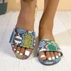 Сексуальные цветные шлепанцы с квадратным носком и змеиным узором, женские, лето 2025, на плоской подошве, национальная обувь, женские противоскользящие шлепанцы