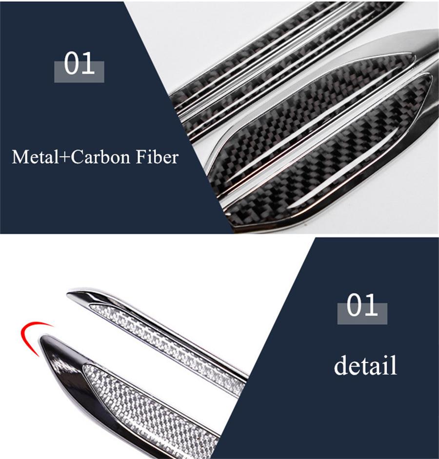 1 пара накладок на крылья кузова автомобиля из алюминиевого сплава + настоящего углеродного волокна