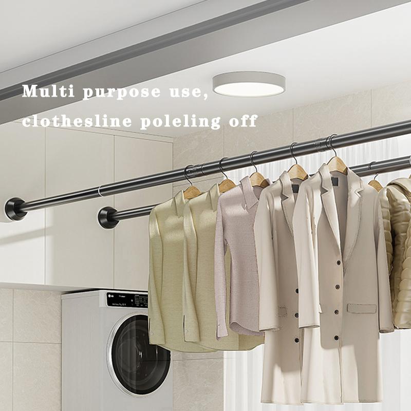 Черная регулируемая сушилка для одежды из нержавеющей стали 65-255 см, телескопическая штанга без сверления, карниз для штор для балкона, ванной комнаты