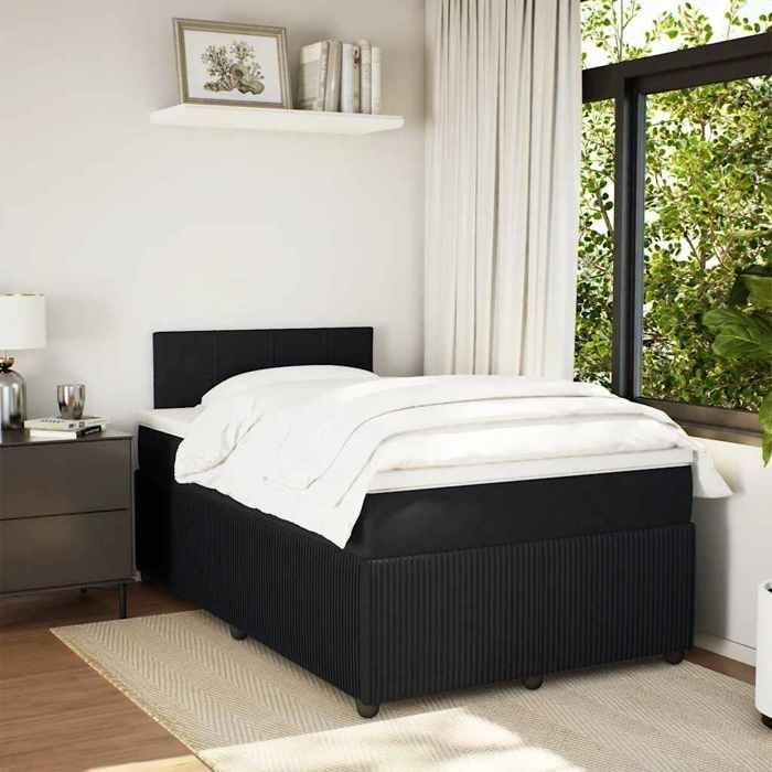 Maison Exclusive - Sommier à lattes de lit avec matelas noir 120x190 cm velours