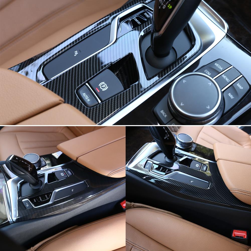 Carbon Fiber Style Center Console Gear Shift Panel Cover Trim for 5 Series G30 2017‑2018