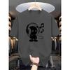 Summer Men's 100_ Cotton Casual Loose Fit Plus Size Music Themed Printed Comfortable Sports Round Neck Short Sleeved T-shirt Top