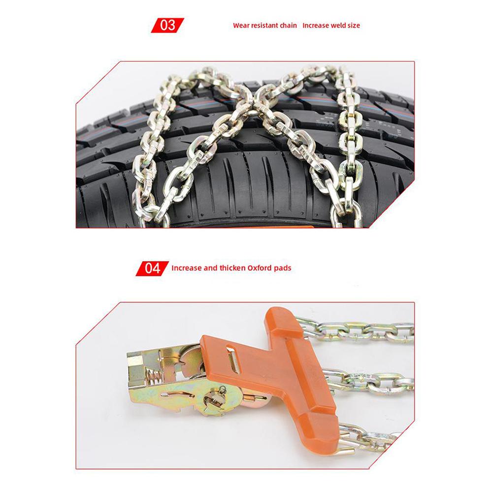 Зимняя противоскользящая цепь для автомобиля с толстой марганцевой стальной цепью, регулируемые автомобильные цепи противоскольжения, универсальная аварийная цепь для льда и грязи