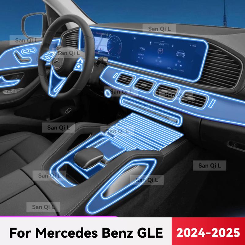 Transparent TPU For Mercedes Benz GLE 2024 Car Center Console Media Dashboard Navigation Anti-scratch Protector Interior Film