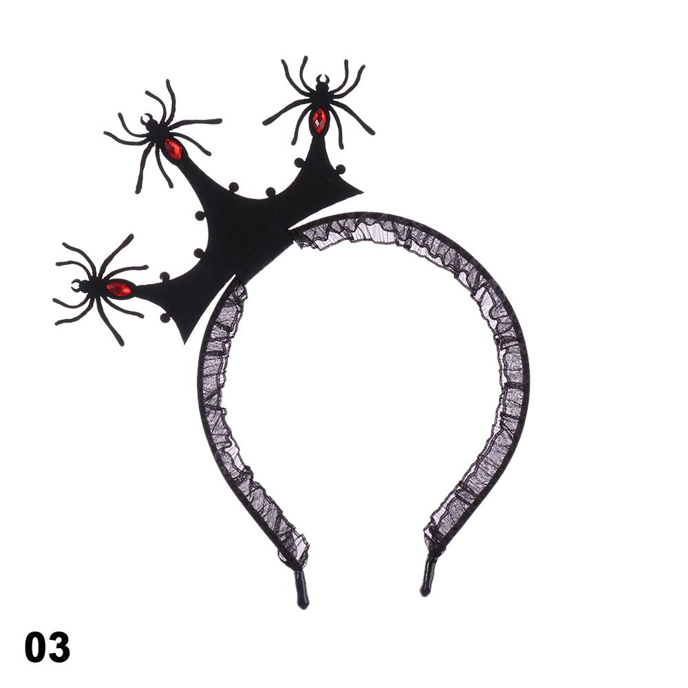 Головной убор для вечеринки Повязка на голову на Хэллоуин Маска-паук Повязка на голову Рог дьявола Обруч для волос Кружевная вуаль Верхушка