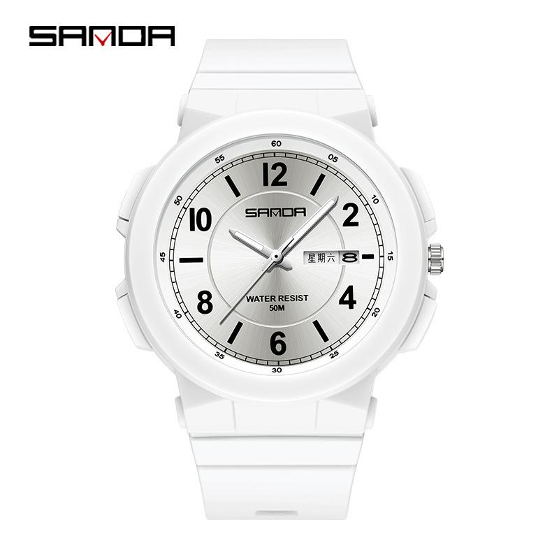 SANDA Новый стиль Электронный счетчик Механизм Двухдневный календарь Модный тренд, Индивидуальные мужские и женские часы для учащихся средней школы
