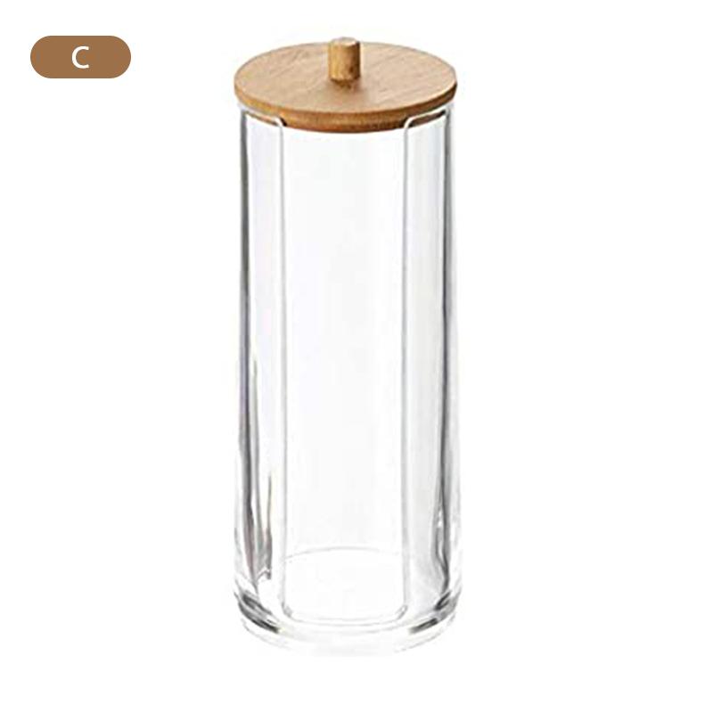 Ящик для хранения организатора ватной подушечки для макияжа для контейнера с бамбуковой крышкой