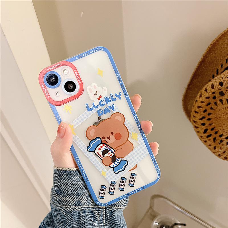 Совместим с iPhone 15 Pro Max — защитный силиконовый чехол с мультяшным принтом для iPhone 12–14, прозрачный и прочный.