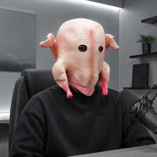 Funny Animal Mask for Parties Halloween Mask, Realistic Turkey Shape, Breathable Latex Full Texture Head Cover, Thanksgiving Party Dress Up