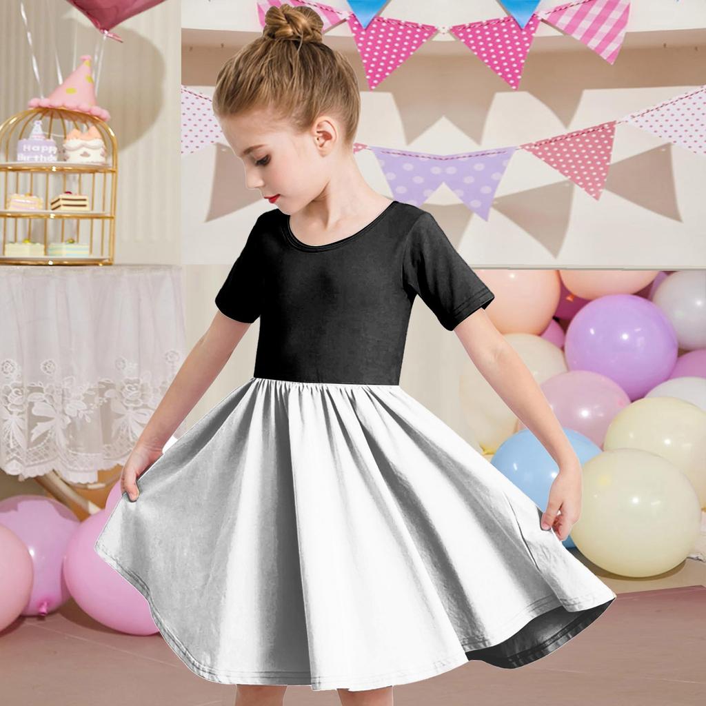 Летнее платье для девочек, платье для малышей, однотонное повседневное платье-футболка с коротким рукавом А-силуэта