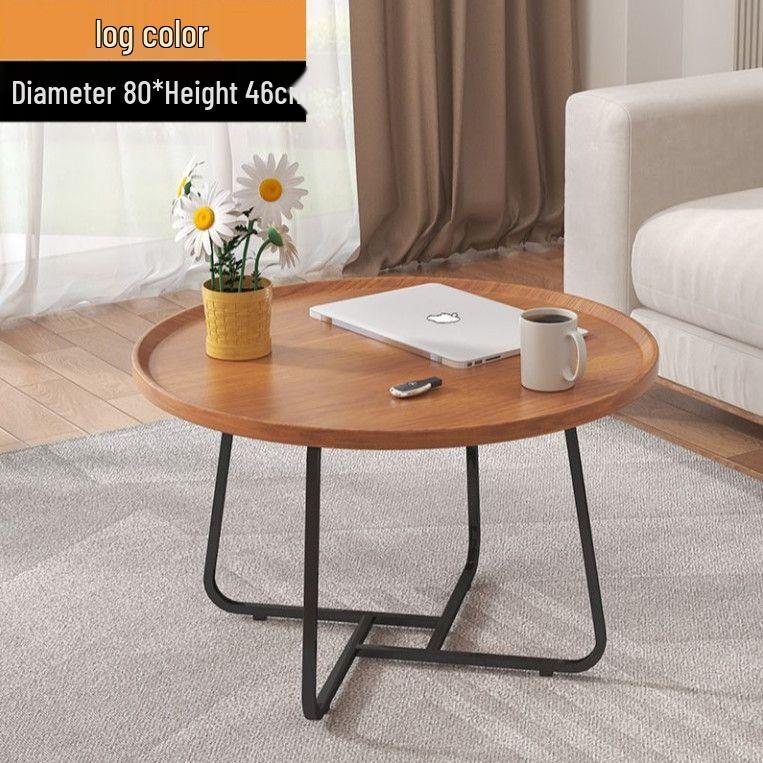 Walnut Minimalist Round Side Table – Italian Luxury Coffee Table for Living Room