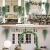 2Pcs Wall Home Garden Wedding Decoration Outdoor Artificial Plant Hanging Flowers With Eucalyptus Leaves Greenery Vine