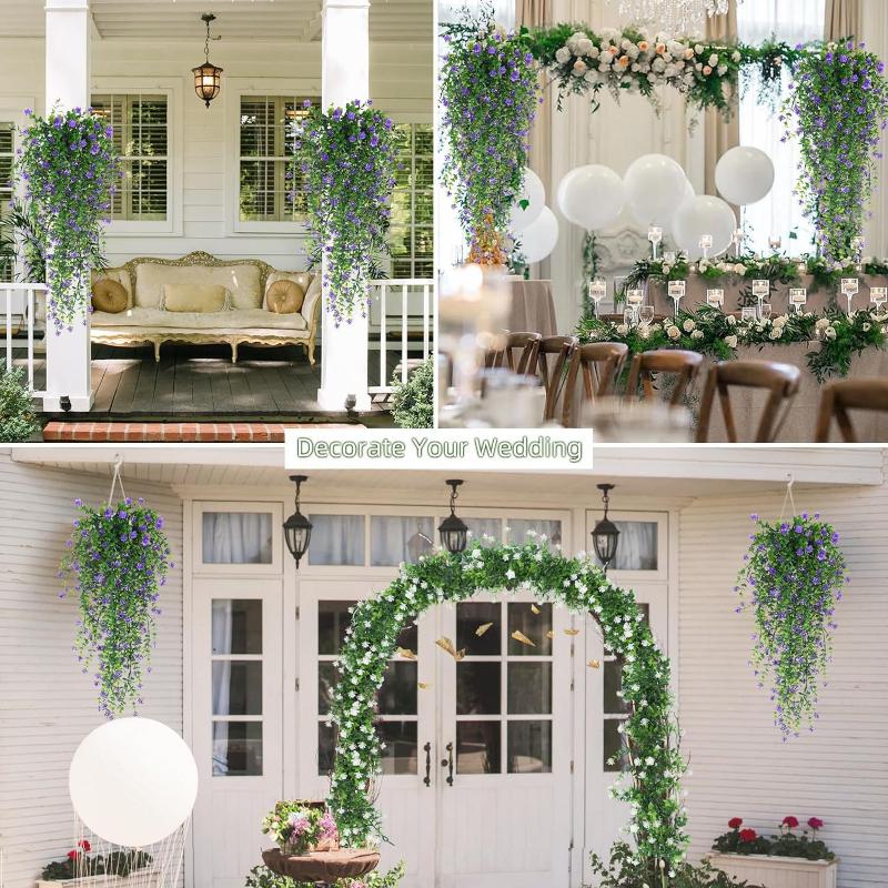 2Pcs Wall Home Garden Wedding Decoration Outdoor Artificial Plant Hanging Flowers With Eucalyptus Leaves Greenery Vine