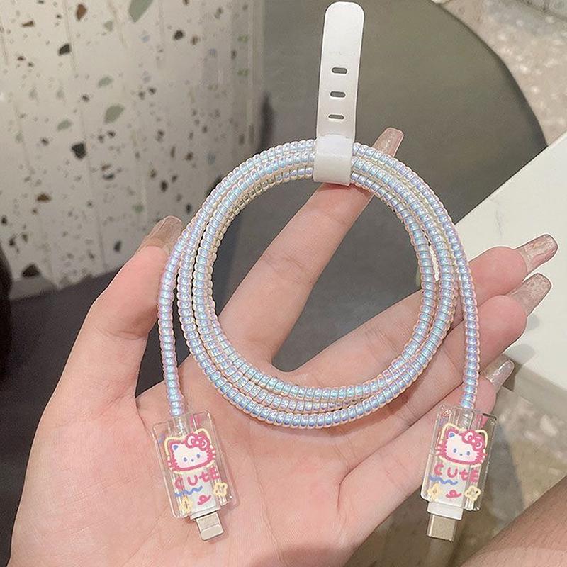 Sanrio Hello Kitty Мультяшный Милый Зарядное Устройство Для Телефона И Защита Кабеля Защитный Чехол Для Адаптера Зарядки iPhone 18 Вт/20 Вт
