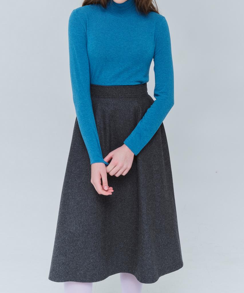 Boyeon A-Line Voluminous Long Skirt Wool Gray 0124