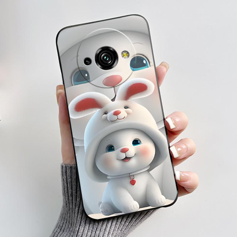 Для Oukitel C59 Чехол Oukitel C59 Pro Обложка Роскошный Милый Любовь Кролик Забавный Узор Черный ТПУ Мягкий Силикон Защитный Чехол для Телефона