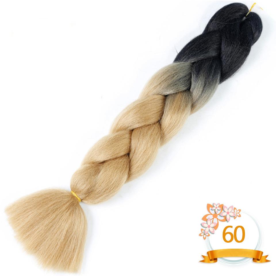Синтетические плетеные волосы 24 дюйма Jumbo Braid Ombre Jumbo Наращивание волос для женщин DIY Косички для волос Фиолетовый Розовый Желтый Красный