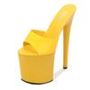 Women's Summer Sandals Lacquer Leather Sexy Platform Pumps High Heels Waterproof Super High Slippers 17cm Heel 7cm Platfrom LFD