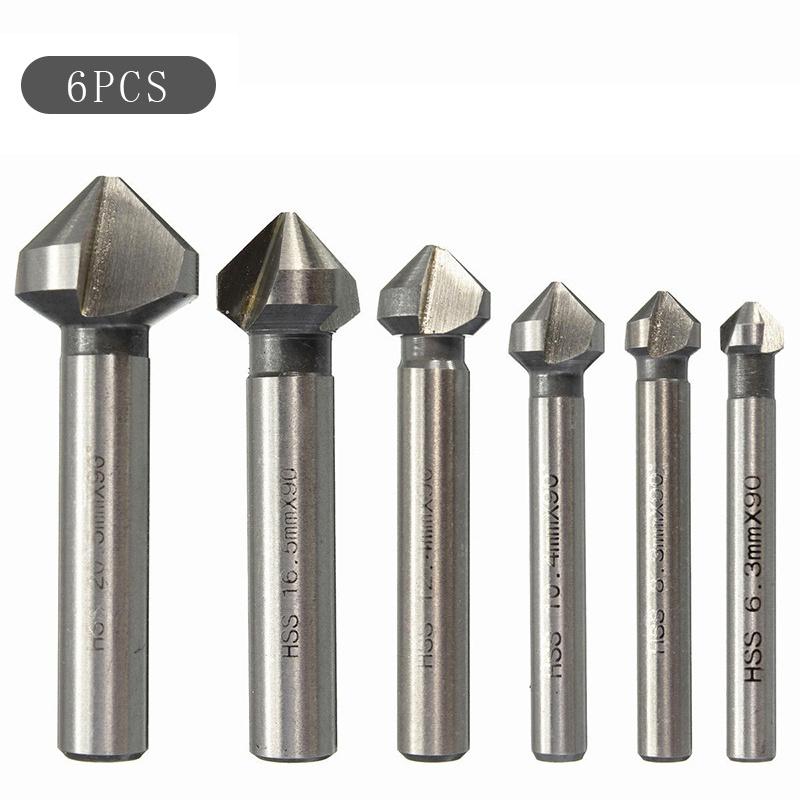 Инструмент для снятия фаски, набор сверл-зенкеров по металлу и дереву, 3 канавки, 90 градусов, быстрорежущая сталь, титановое покрытие, зачистка отверстий