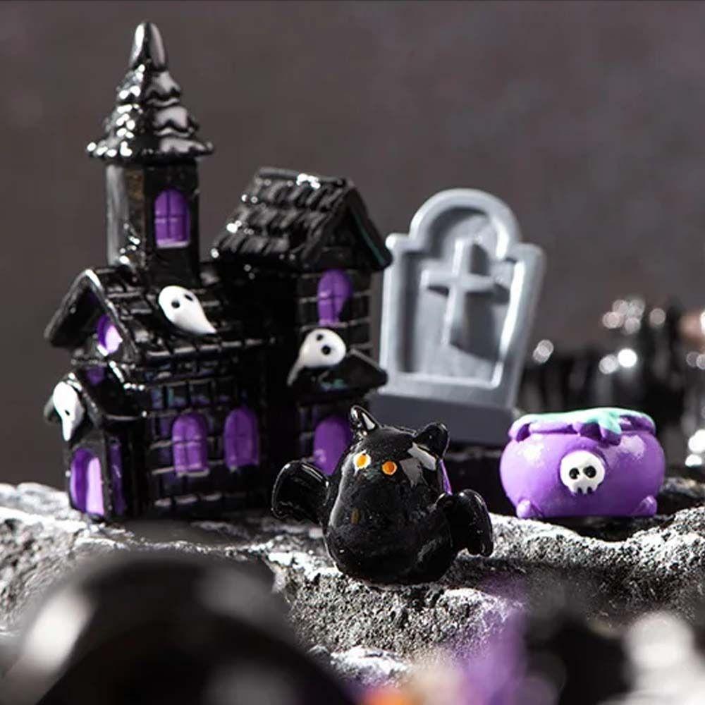 3D Halloween Pumpkin Skeleton Figurines Cartoon Miniatures Ghost Ornaments Home Decor