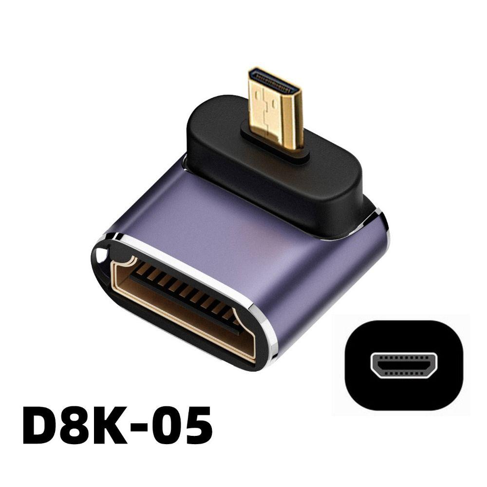 90 градусов Мужской на Женский HD 2.1 Mini / Micro HD в HDMI-совместимый конвертер 8K 60HZ HDTV адаптер