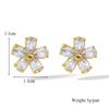 316L Stainless Steel White Zircon Flowers Stud Earrings For Women 2025 Fashion Ear Needle Waterproof Jewelry Lady Gift CDN
