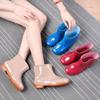 Short Tube Four-season Women's Rubber Shoes Kitchen Mother Waterproof Non-slip Cleaning Rain Shoes Rubber Shoes with Cotton Cover Warm Water Shoes