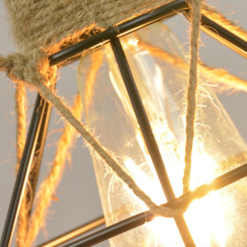 Винтажная железная пеньковая веревка, железная рама, подвесные светильники с одной головкой, столовая, горячий горшок, ресторан, подвеска в ретро-индустриальном стиле