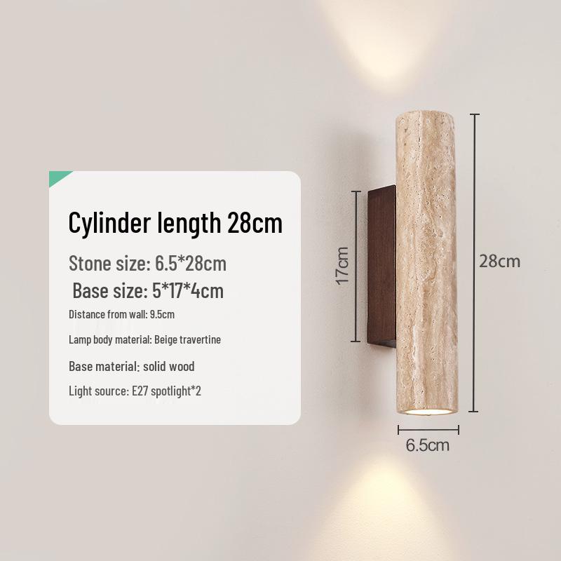 Желтый травертиновый настенный светильник в стиле ваби-саби для спальни, внутреннего двора или балкона - Водонепроницаемый уличный светильник.