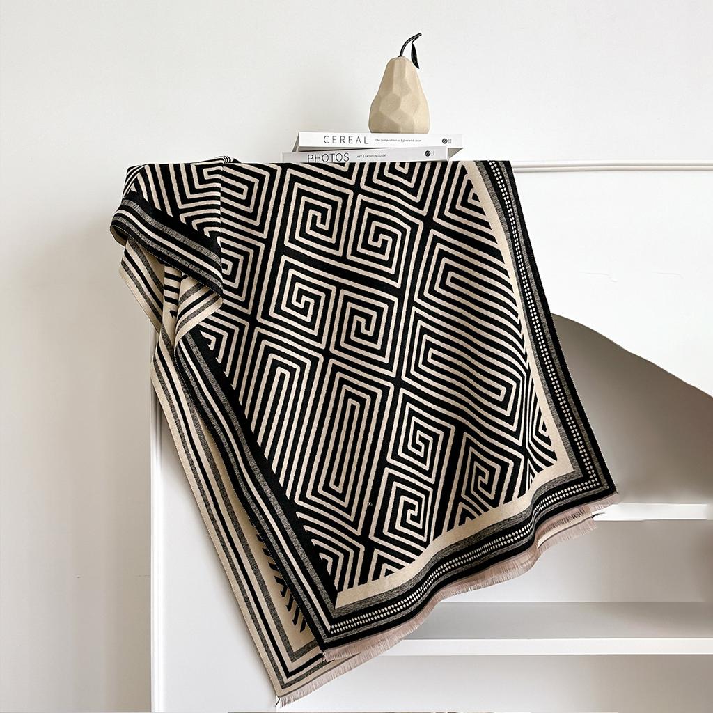 Осенне-зимний шарф из искусственного кашемира для женщин, высококлассный, с ощущением легкой роскоши, шаль с теплым и утолщенным шарфом