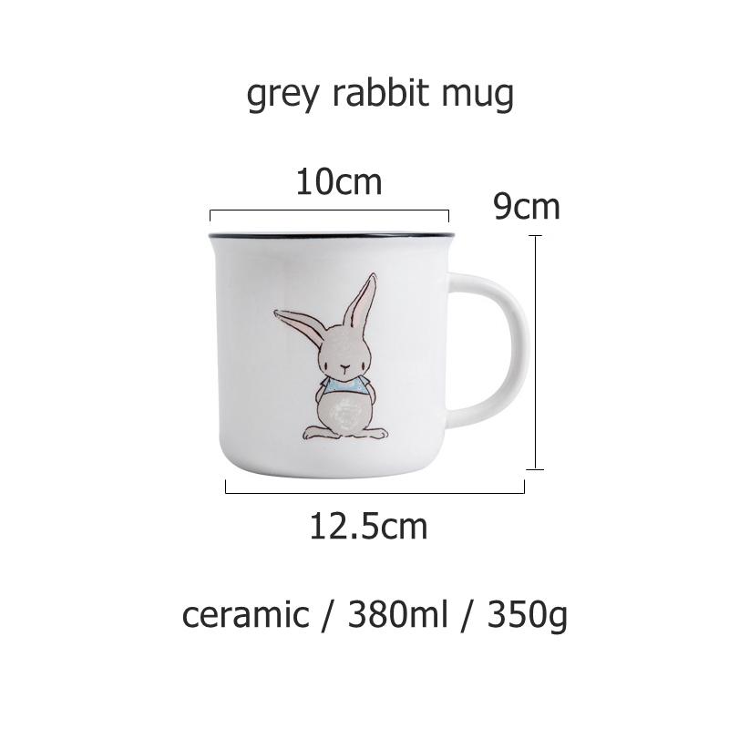 380 мл керамическая кружка в виде кролика, фермерская серая кружка в виде кролика, фарфоровая чашка для воды, молока, сока, подходит для микроволновой печи