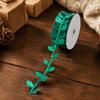 Multi Color Satin Ribbon Ultrasonic Cut Foliage Ribbon Handmade Bow Leaf Trim  Tree Ornament