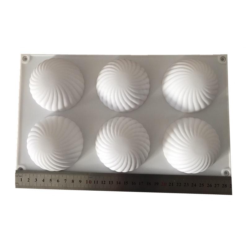 Полукруглая спиральная силиконовая форма для мороженого, мусса, баоцзы, рождественской шапки, торта и шоколада (6-гнездный).