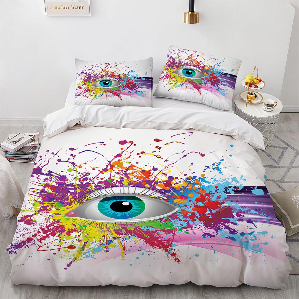 Big Eye Duvet Cover Cover Colourful Painting Art Comforter Cover King Queen Size for Teens Adults Kids Polyester Bedding Set