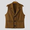 INCERUN Men Lapel Neck Sleeveless Stitching Casual Thin Slim Vest Waistcoat