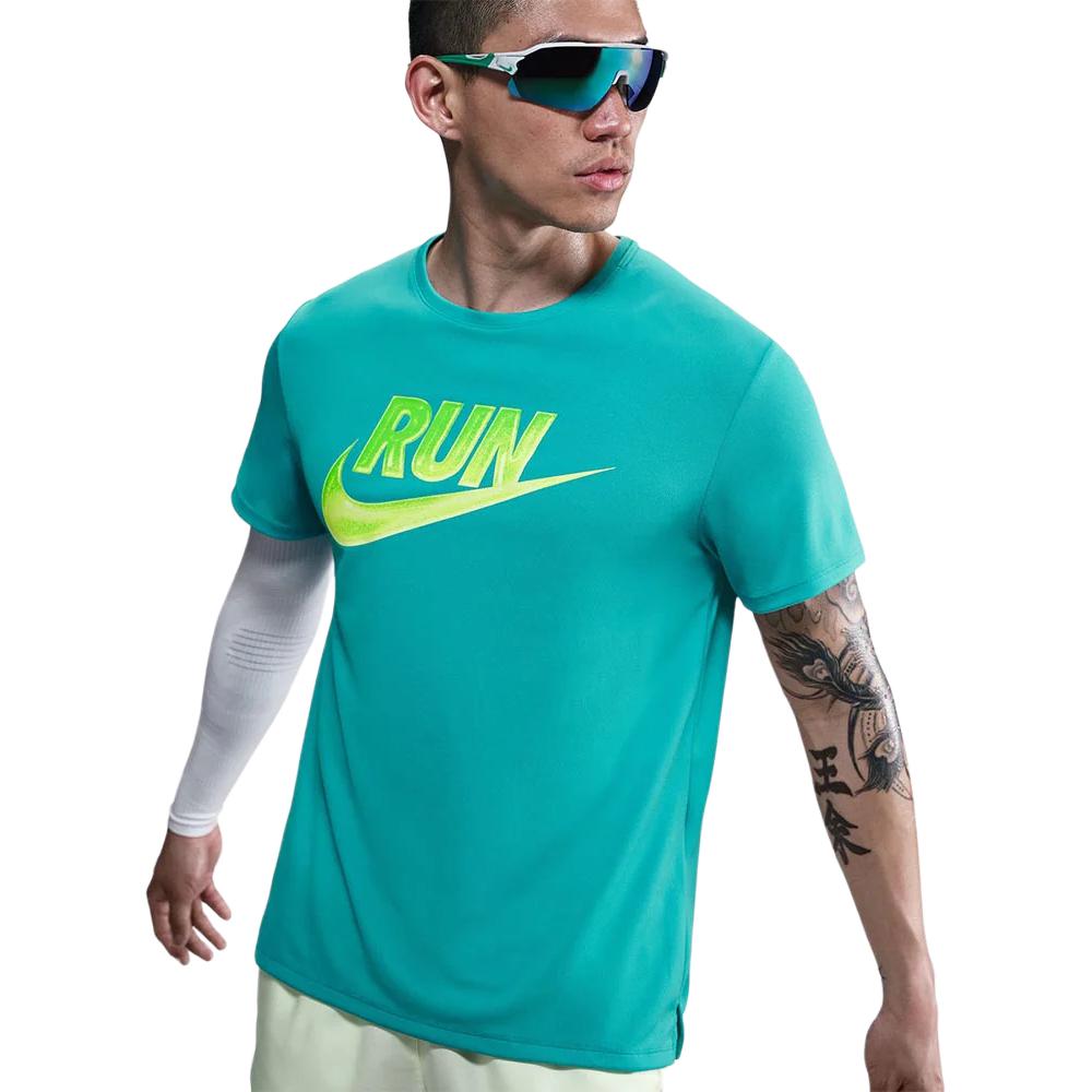 Nike Miler Ss25 Run Energy Comfortable Letter Versatile Short Sleeve T-Shirt Men Tops Blue HJ3565-345