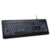 USB Interface Large Print Tri-Color Backlit Wired Keyboard