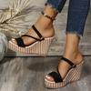 Large Size Wedge Heel Two Wearing Sandals Women's Muffin Thick-soled Thin Belt Open-toed Shoes