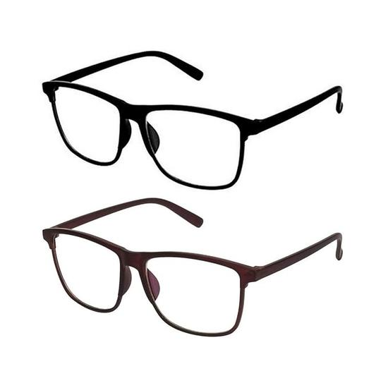 Dervin Black Transparent Rectangular Sunglasses Frame For Men & Women (Clear, Large Size) - Combo of 2