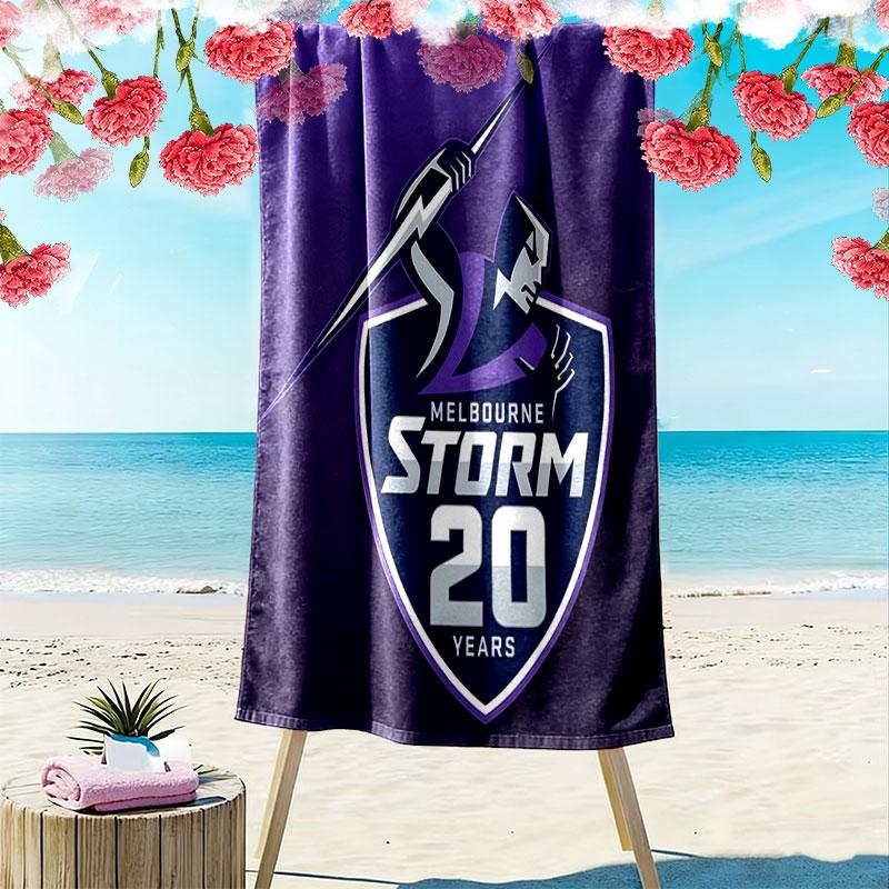 Пляжное полотенце с принтом Melbourne Storm, Большое, Мягкое, Быстросохнущее, для Пляжа, Кемпинга, Плавания