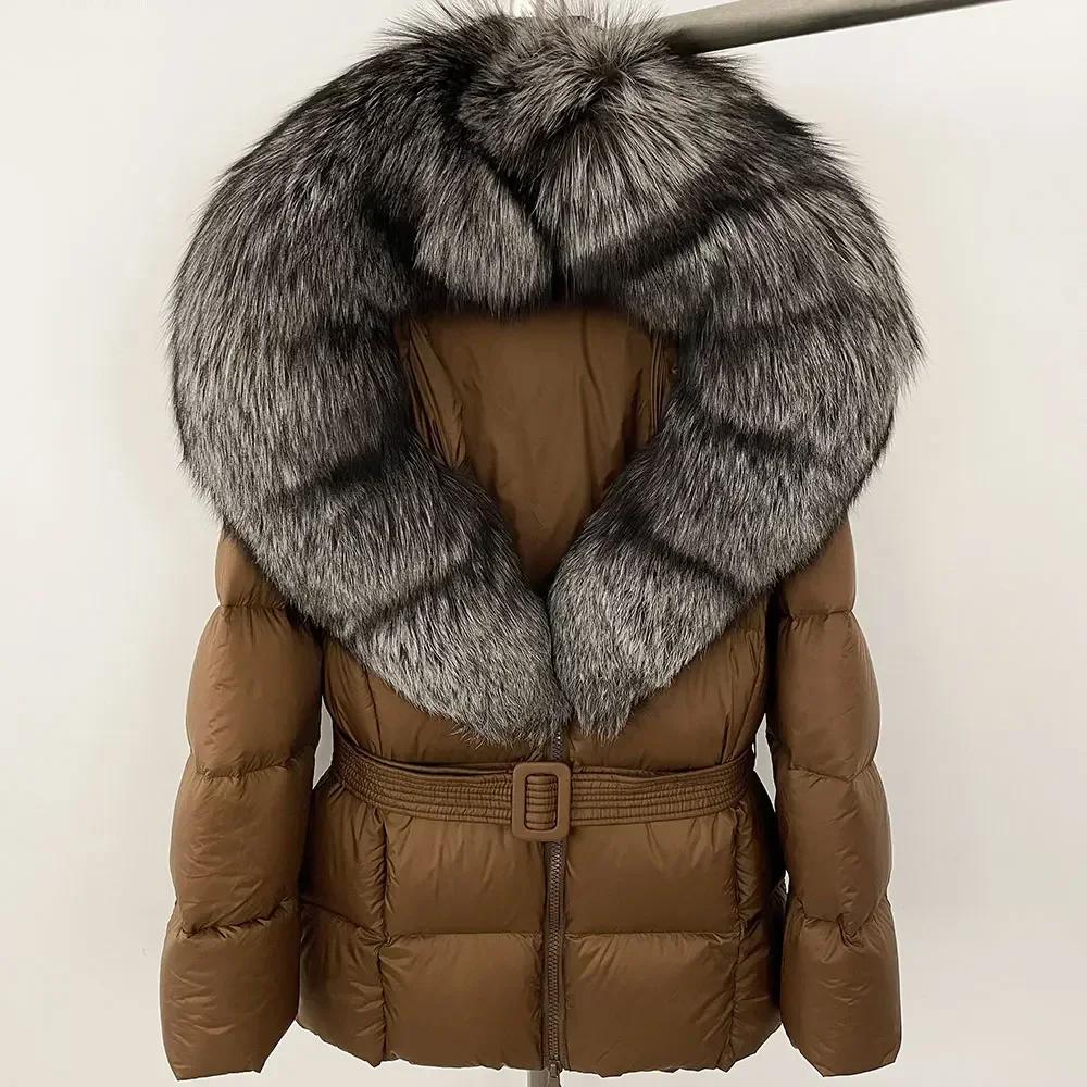 OFTBUY 2024 Белый утиный пух пальто толстый теплый 90% зимняя куртка женская натуральный мех енота лисы воротник с капюшоном женский повседневный