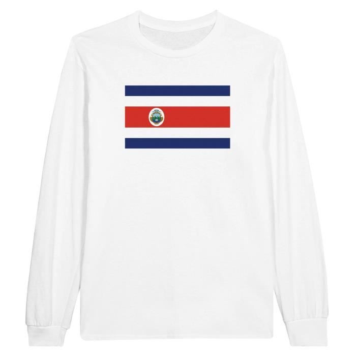 T-shirt à manches longues - PIXELFORMA - Drapeau du Costa Rica - 100% coton - Manches longues - Confort optimal