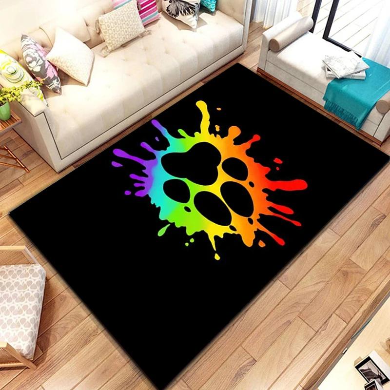 Мультяшный ковер со следами лап животных, в стиле фермерского дома, коврик для пола в помещении, нескользящий коврик для гостиной, домашний декор, придверный коврик для прихожей