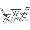 VidaXL Bistro Furniture 3 Pcs Steel Black
