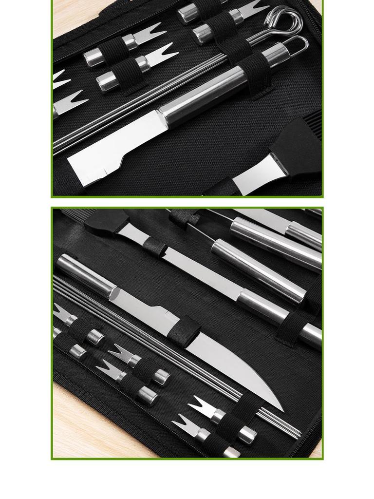 Портативный набор инструментов для барбекю из нержавеющей стали для дома, отдыха на природе и кемпинга – включает нож и вилку