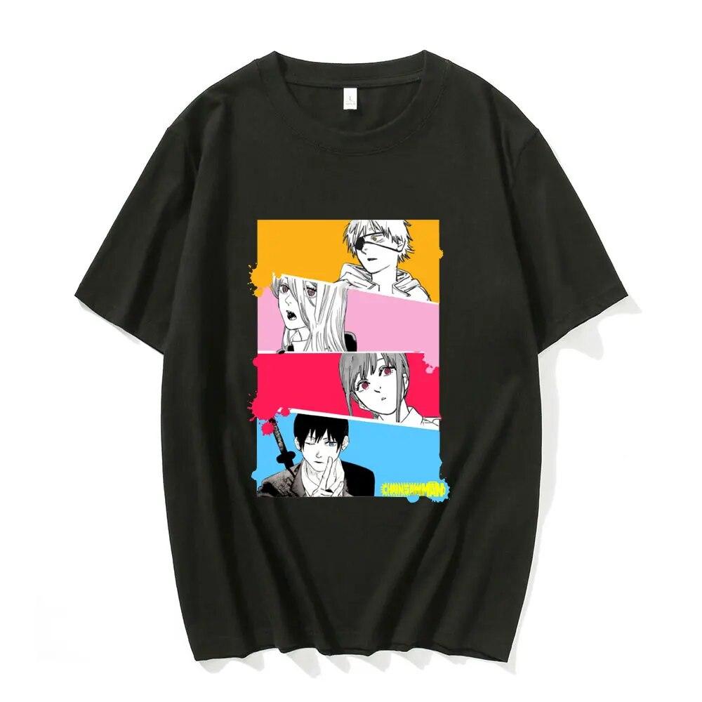 Футболка «Человек бензопилы» MAKIMA, футболка с японским аниме, футболки унисекс с рисунком манги, топы, забавная футболка с героями мультфильмов, унисекс, футболки в стиле хип-хоп, унисекс